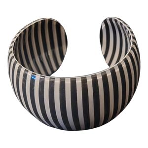 Black and White Striped Cuff Bracelet